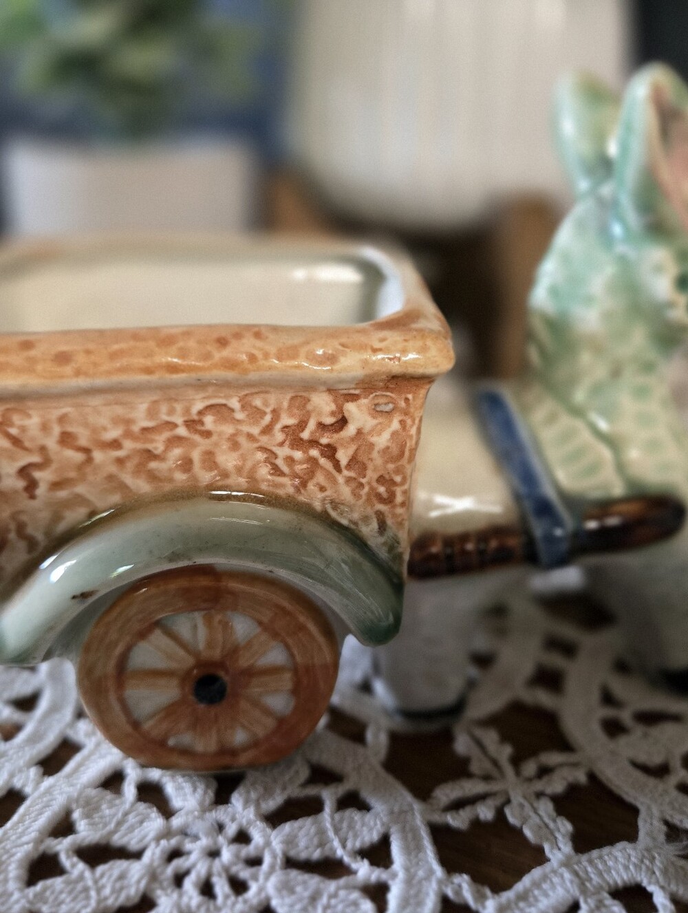 Occupied Japan Donkey & Cart Ceramic Planter